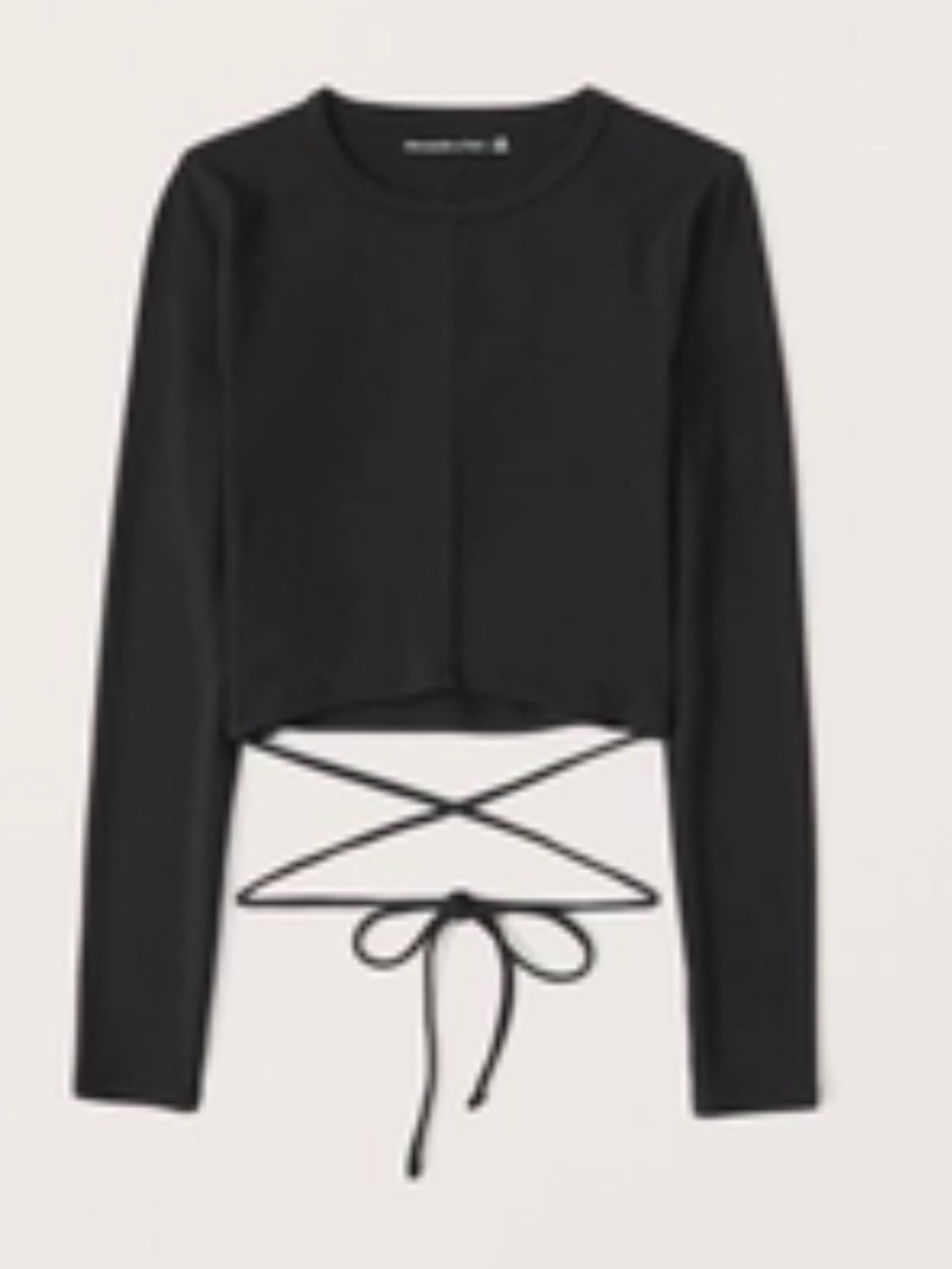 Abercrombie and Fitch Ribbed Black Long-Sleeve Cropped Top